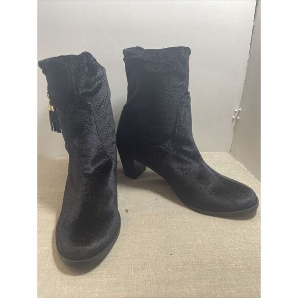 Lindsey Phillips Tara boots 9 1/2 Black Suede Faux Snake Print NEW - Picture 3 of 10